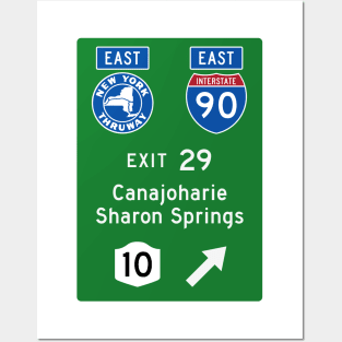 New York Thruway Eastbound Exit 29: Canajoharie Sharon Springs Rte 30A Posters and Art